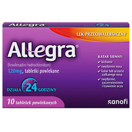 Allegra 120 mg, 10 comprimidos recubiertos con película