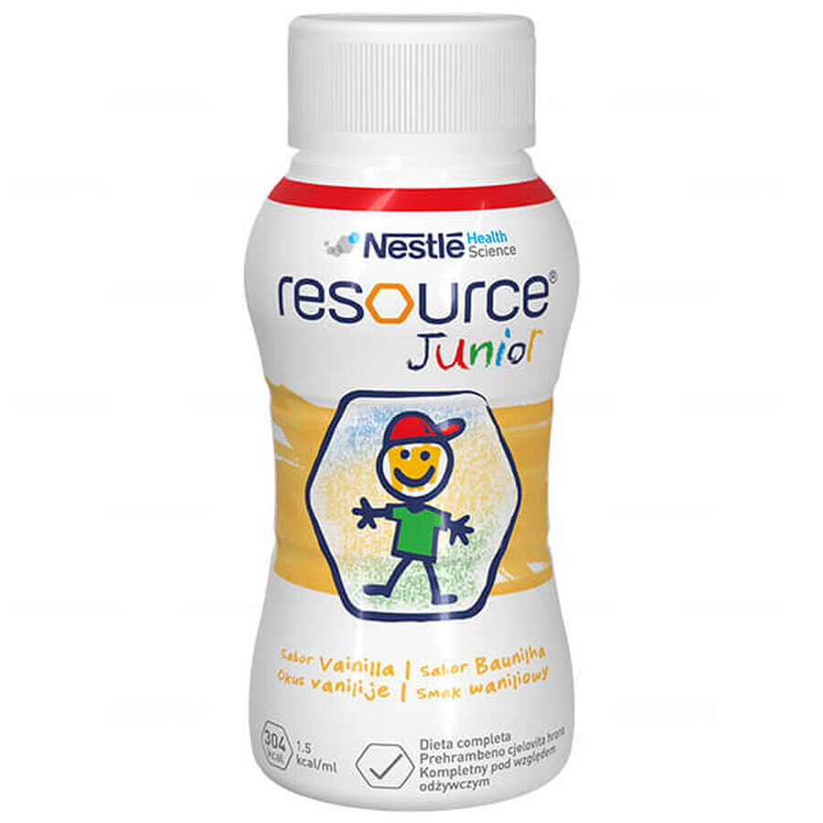 Resource Junior, nutritionele bereiding vanaf 1 jaar, vanillesmaak, 4 x 200 ml 