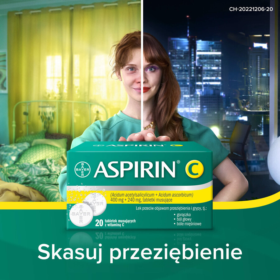 Aspirina C 400 mg + 240 mg, 20 comprimidos efervescentes