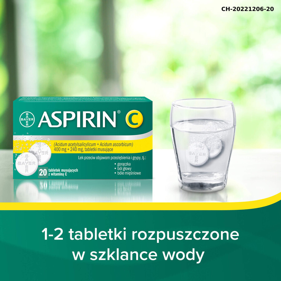 Aspirina C 400 mg + 240 mg, 20 comprimidos efervescentes