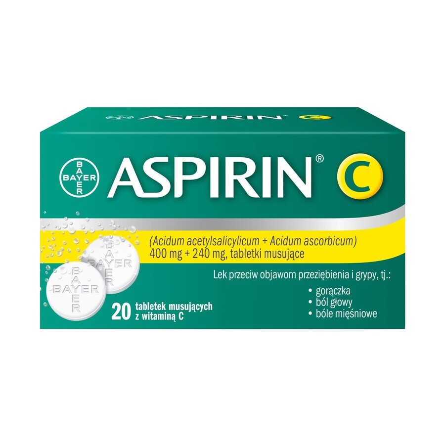 Aspirina C 400 mg + 240 mg, 20 comprimidos efervescentes