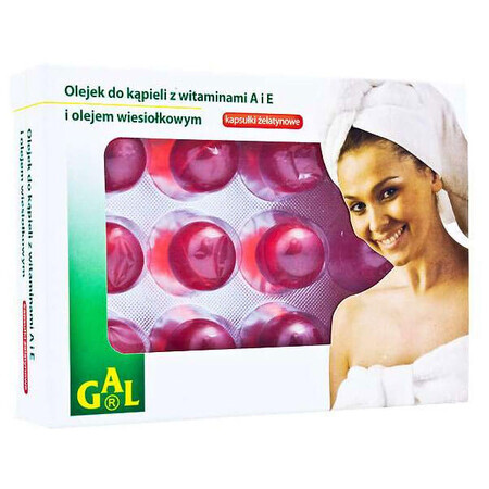 GAL, aceite de baño con vitaminas A y E y aceite de onagra, 12 cápsulas de gelatina