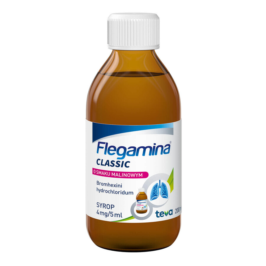 Flegamina Classic raspberry flavor 4 mg/ 5 ml, syrup, 200 ml