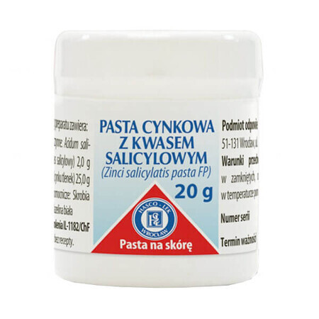 Pasta de zinc con ácido salicílico (2 g + 25 g)/ 100 g, pasta para la piel, 20 g