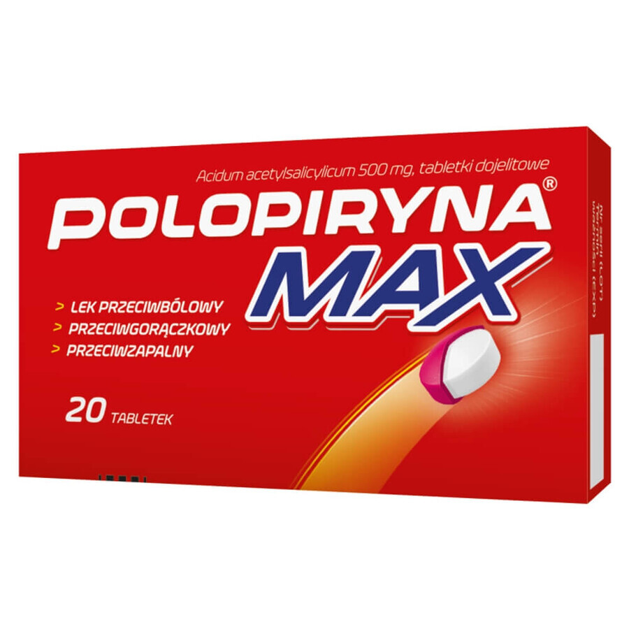 Polopiryna Max 500 mg, 20 comprimés entéraux