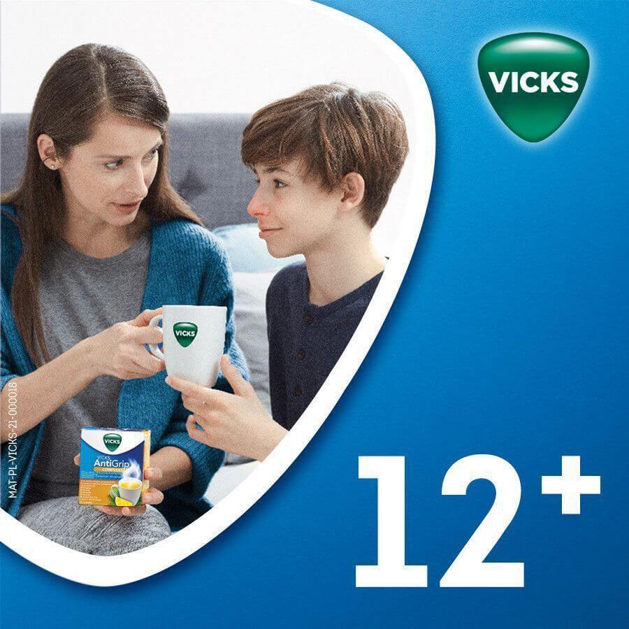 Vicks AntiGrip Complex 500 mg + 200 mg + 10 mg, polvo para solución oral, 10 sobres