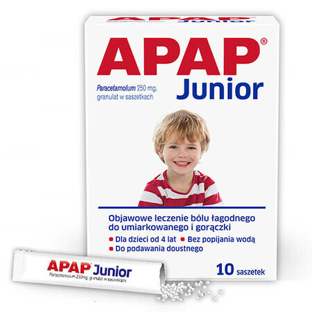 Apap Junior 250 mg, granulado, 10 sobres