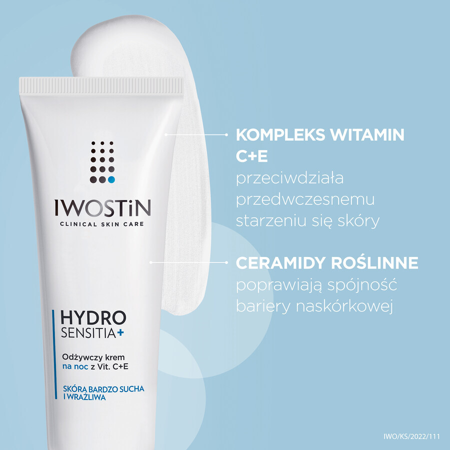 Iwostin Hydro Sensitia, voedende nachtcrème met vitamine C+E, 50 ml