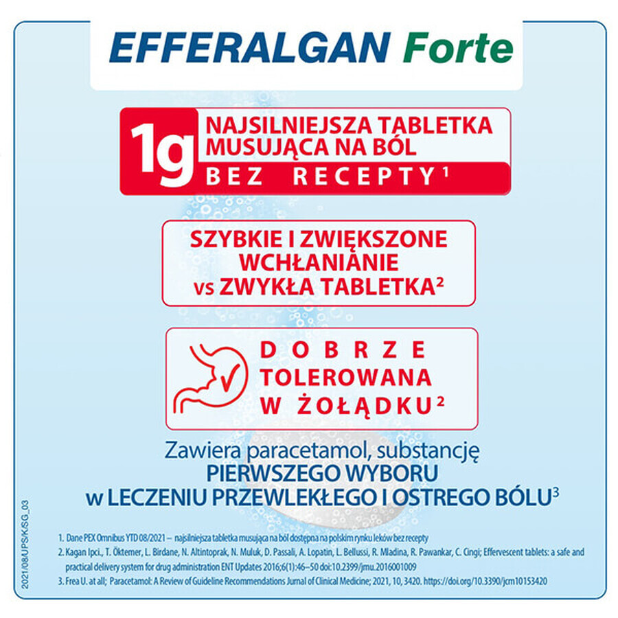 Efferalgan Forte 1 g, 8 comprimidos efervescentes