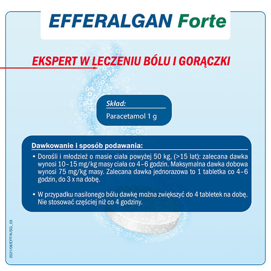 Efferalgan Forte 1 g, 8 comprimidos efervescentes