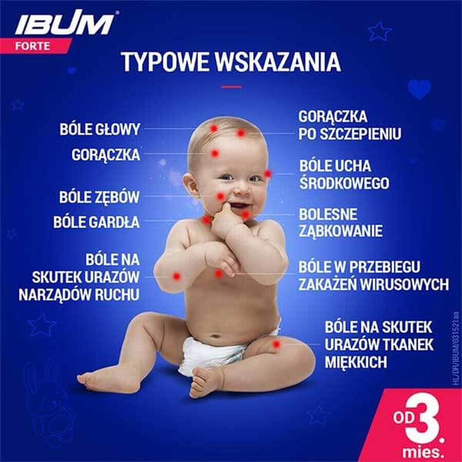 Ibum Forte 200 mg/ 5 ml, suspensión oral para niños a partir de 3 meses, sabor frambuesa, 100 g