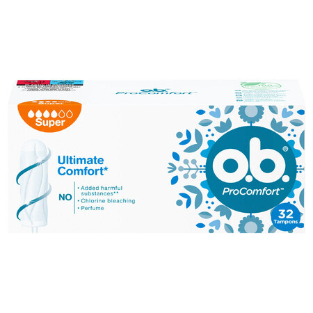 OB ProComfort, tampones higiénicos, Super, 32 piezas