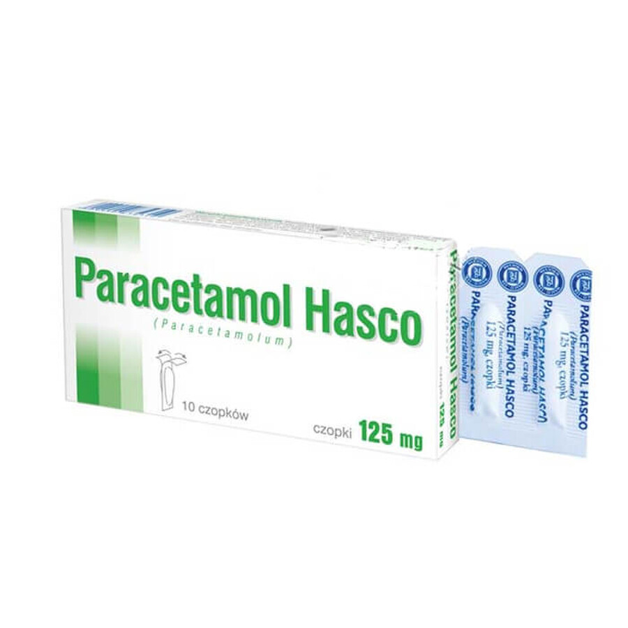 Paracetamol Hasco 125 mg, supositorios rectales, 10 unidades