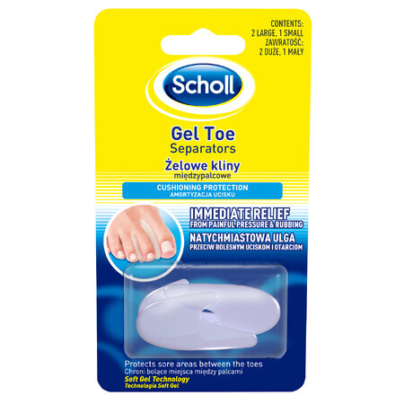 Scholl, cuña interdigital de gel, grande, 2 piezas + pequeña, 1 pieza