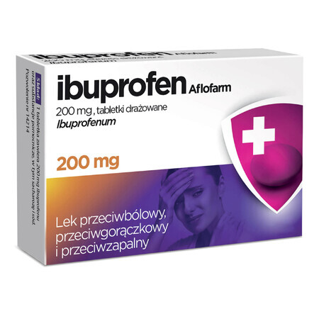 Ibuprofeno Aflofarm 200 mg, 20 comprimidos recubiertos de azúcar