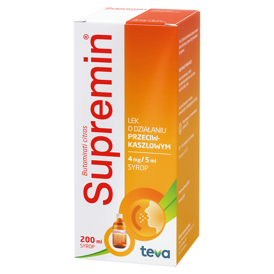 Supremin 4 mg/ 5 ml, hoestsiroop, 200 ml