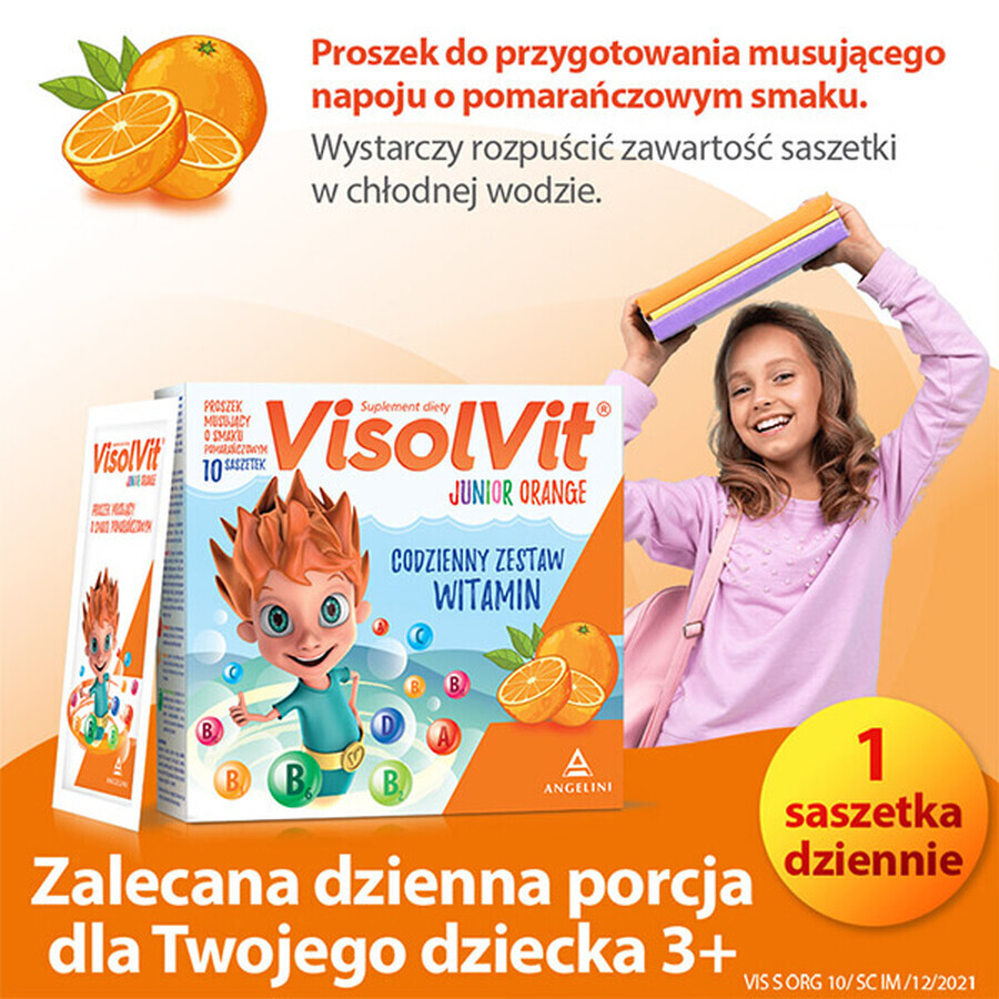 Visolvit Junior Naranja, para niños mayores de 3 años, 10 sobres