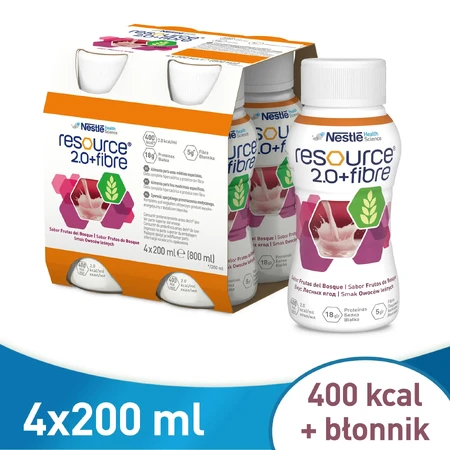Resource 2.0 + Fibre, nutritional supplement, berry flavor, 4 x 200 ml