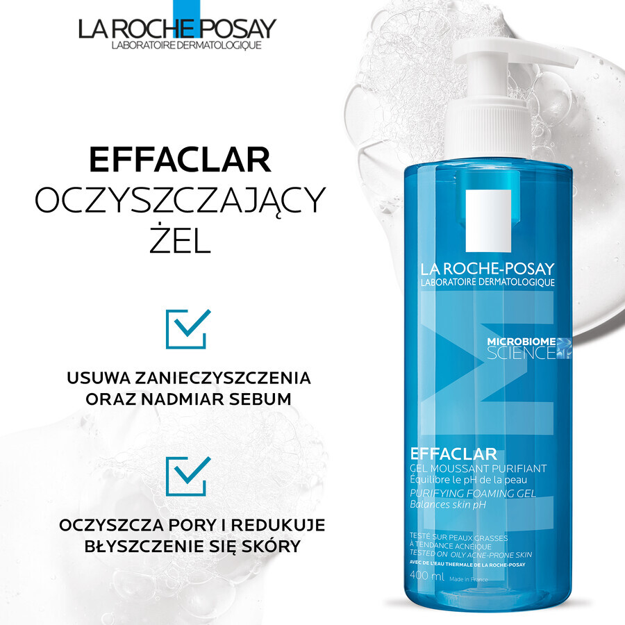 La Roche-Posay Effaclar, gel limpiador para pieles grasas y sensibles, 400 ml