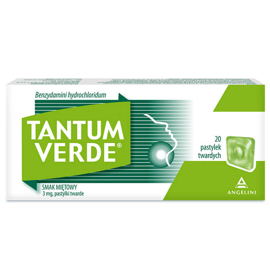 Tantum Verde 3 mg, sabor menta, 20 pastillas duras