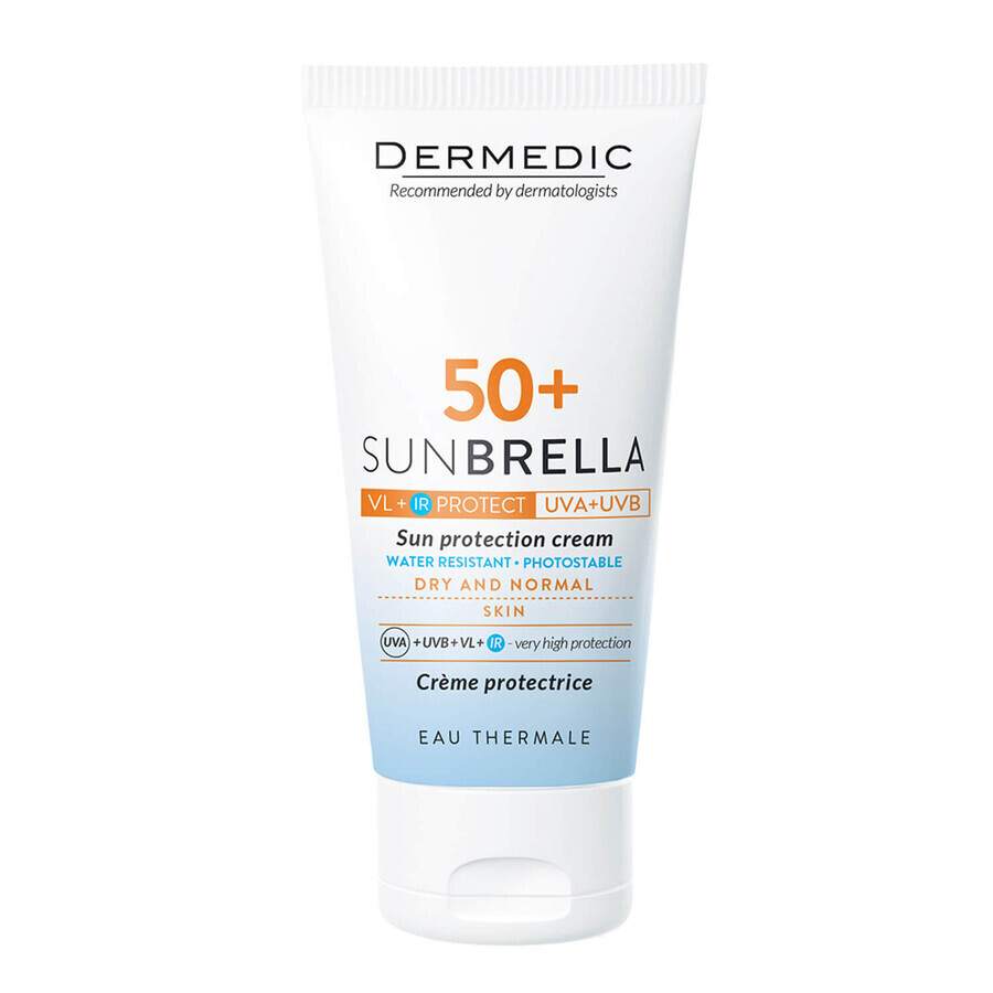 Dermedic Sunbrella, crema protectora facial, piel seca y normal, FPS 50+, 50 g