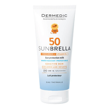 Dermedic Sunbrella Baby, leche protectora para niños a partir de 1 mes, para rostro y cuerpo, piel sensible, SPF 50, 100 ml