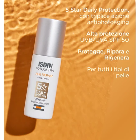 Isdin Fusion Water Age Repair Fluid de protectie solara pentru fata cu SPF 50 , 50 ml