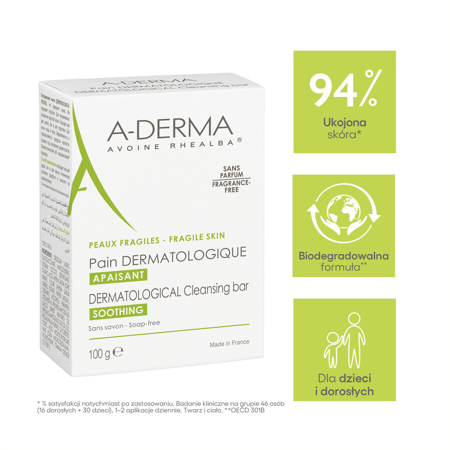 A-Derma, dermatologischer Reinigungsriegel für Gesicht und Körper, 100 g