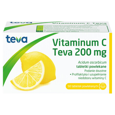 Vitaminum C Teva 200 mg, 50 comprimidos recubiertos con película