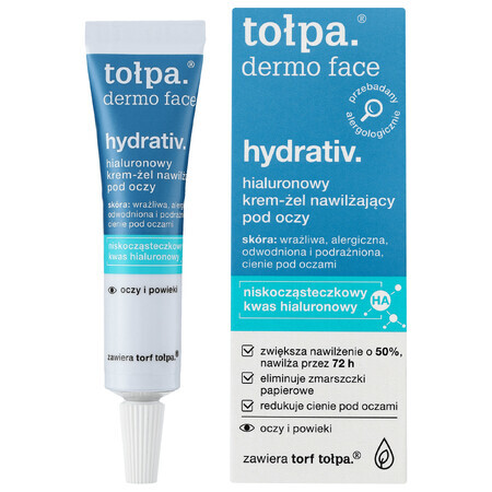 Tolpa Dermo Face, Hydrativ, crema-gel hidratante y revitalizante para el contorno de ojos, 10 ml