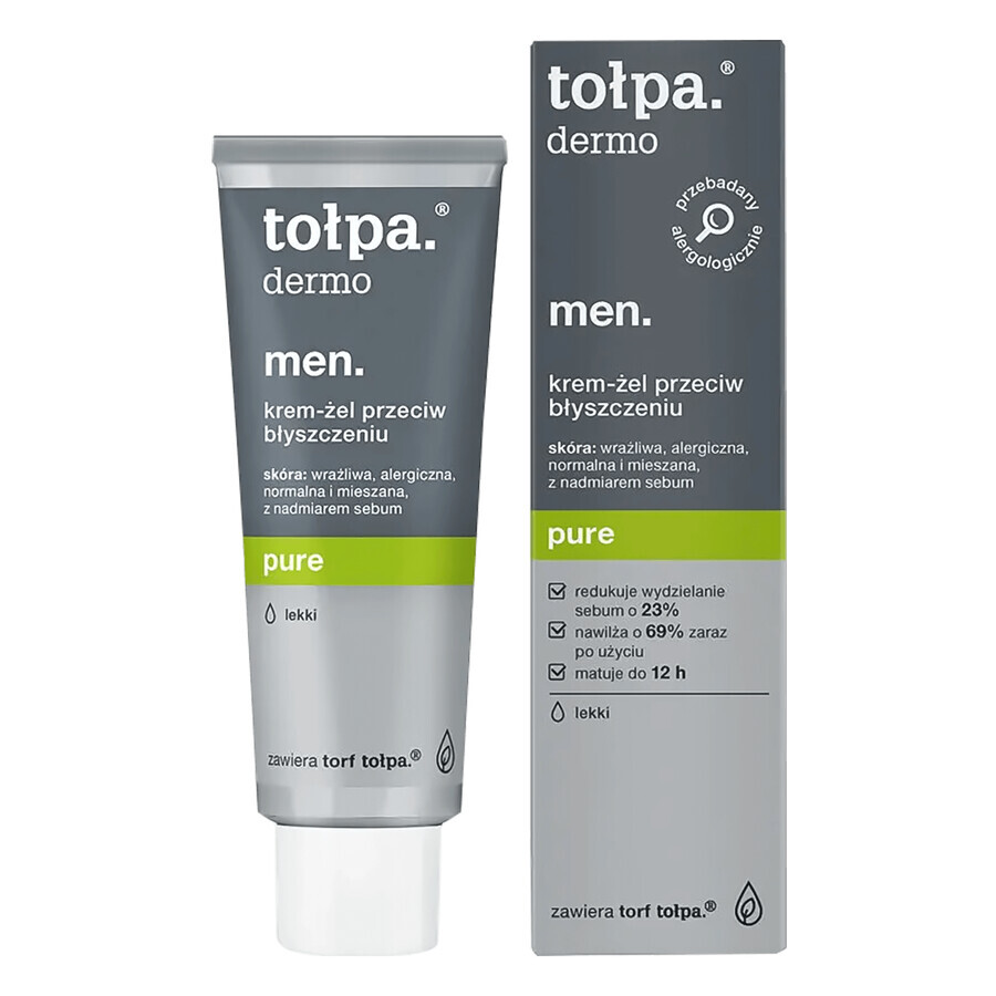 Tolpa Dermo MEN, Crema-gel pura, opacizzante e idratante, 40 ml