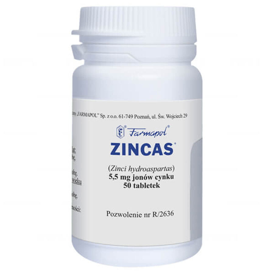 Zincas 5,5 mg, 50 comprimidos