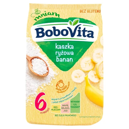 BoboVita Cereale de orez, banane, fără lapte, fără gluten, după 6 luni, 180 g