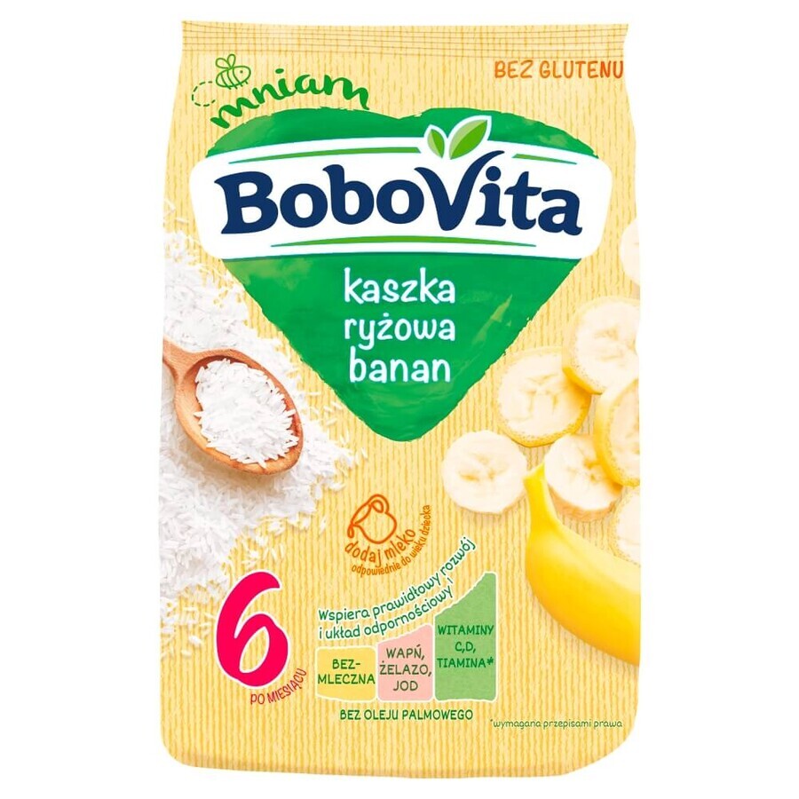 BoboVita Papilla de arroz, plátano, sin lácteos, sin gluten, a partir de 6 meses, 180 g