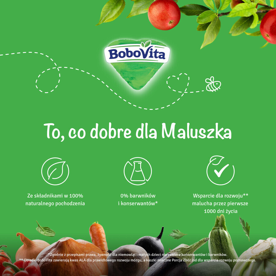 BoboVita Papilla de sémola, 3 frutas, sin lácteos, después de 6 meses, 180 g