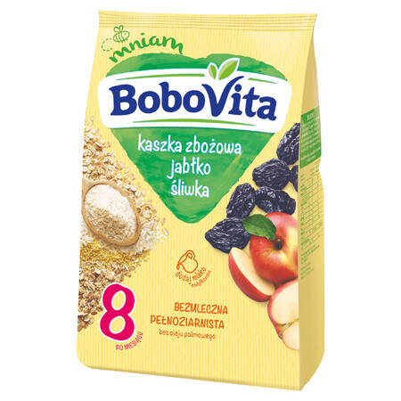 BoboVita Papilla de cereales, integral, manzana, ciruela, sin lácteos, después de 8 meses, 180 g