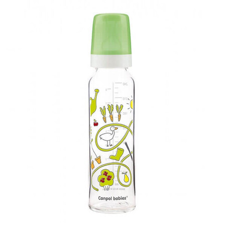 Canpol Babies Glass Bottle with Teat Size 3 Fast Decorated After 12 Months 240ml