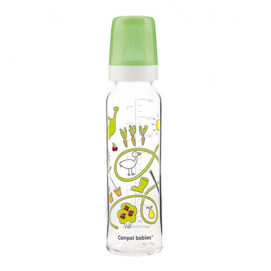 Canpol Babies Glass Bottle with Teat Size 3 Fast Decorated After 12 Months 240ml