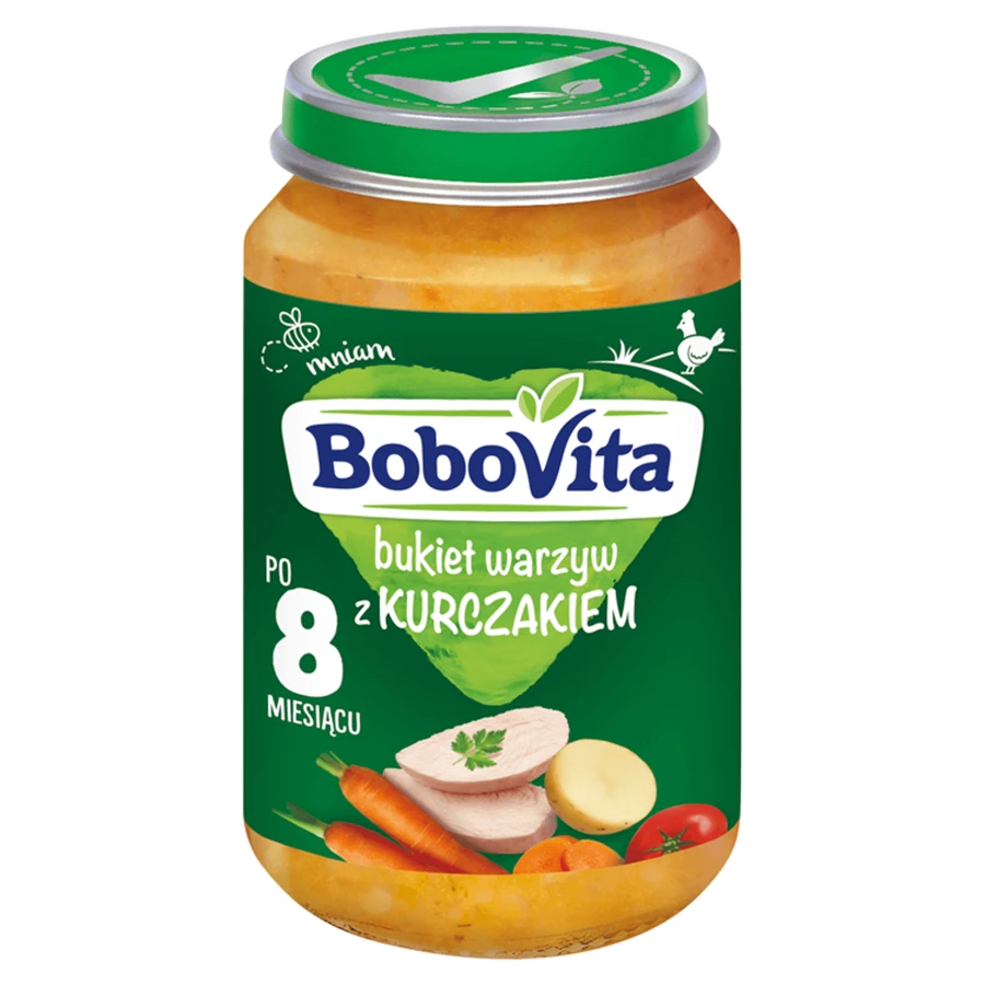 BoboVita Lunch, bouquet de verduras con pollo, después de 8 meses, 190 g