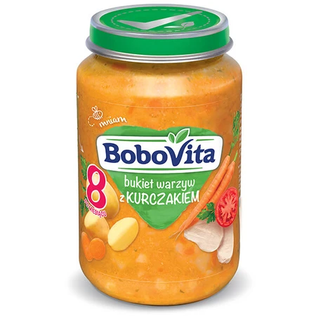 BoboVita Lunch, bouquet de verduras con pollo, después de 8 meses, 190 g