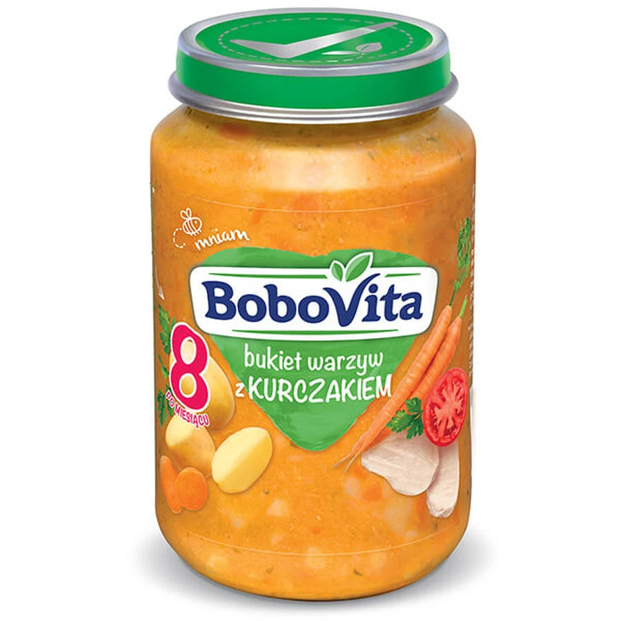 BoboVita Lunch, bouquet de verduras con pollo, después de 8 meses, 190 g