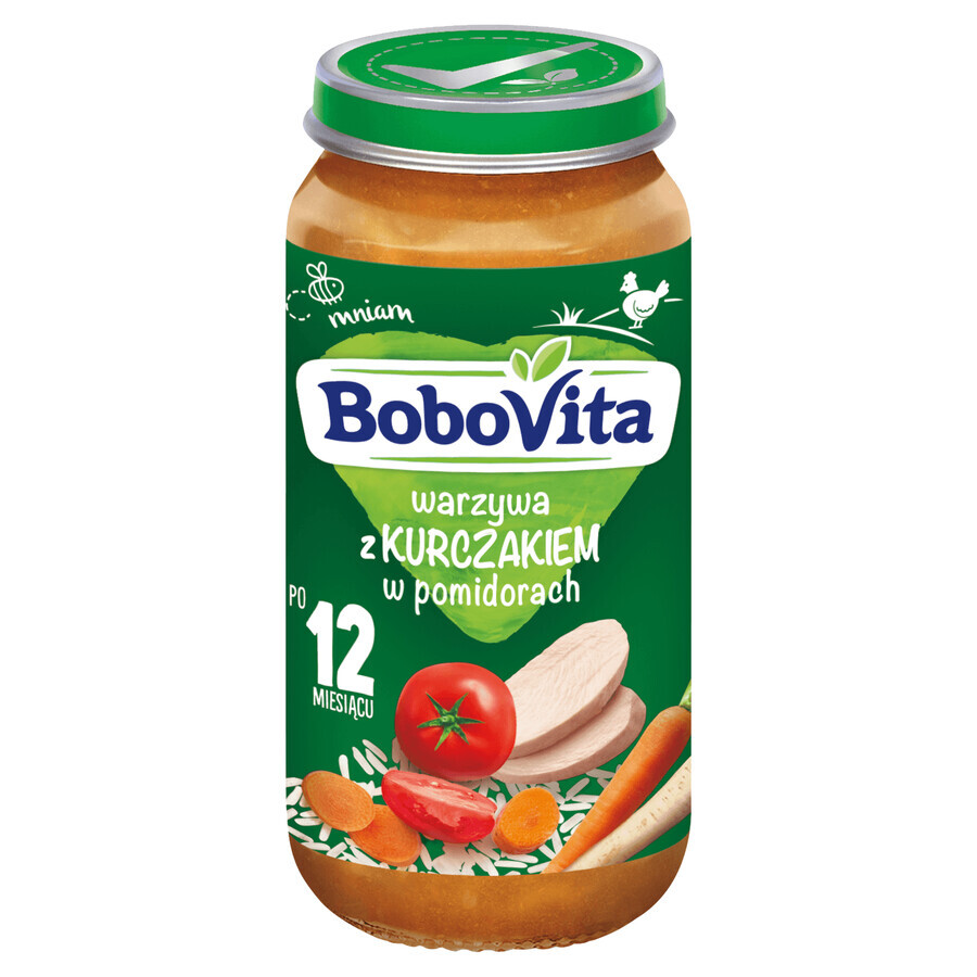 BoboVita Lunch, groenten met kip in tomaat, na 12 maanden, 250 g