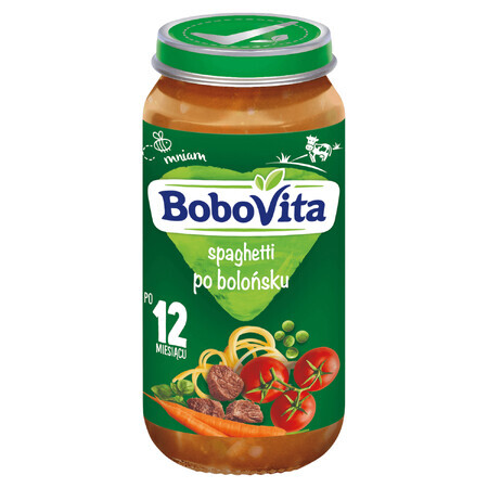 BoboVita Cena, espaguetis a la boloñesa, después de 12 meses, 250 g