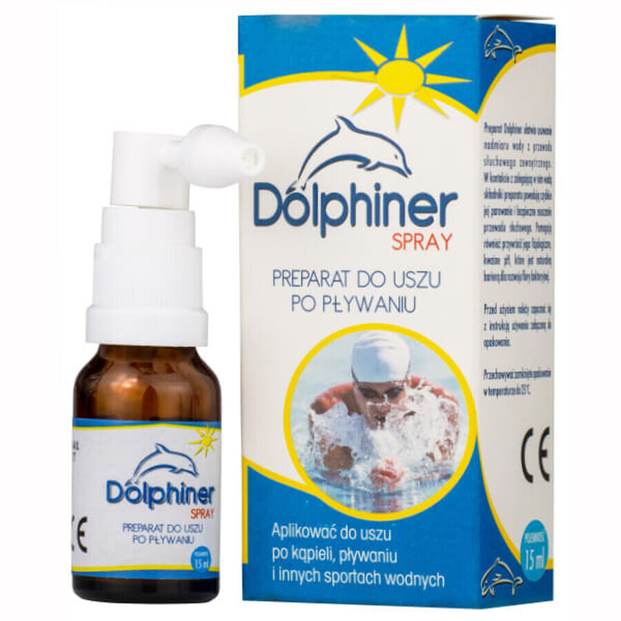 Dolphiner, preparación para los oídos después de nadar, spray, 15 ml