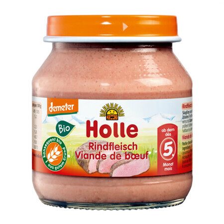 Holle, plato Bio, carne de vacuno pura, rallada, después de 5 meses, 125 g