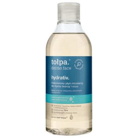 Tolpa Dermo Face, Hydrativ, lavado micelar hidratante para cara y ojos, 400 ml