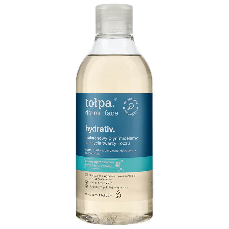 Tolpa Dermo Face, Hydrativ, lavado micelar hidratante para cara y ojos, 400 ml