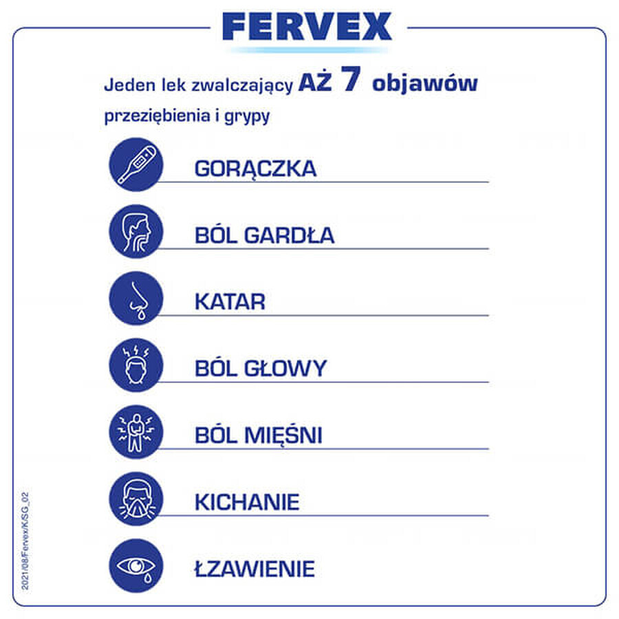 Fervex 500 mg + 200 mg + 25 mg, granulado para solución oral, sabor limón, 8 sobres