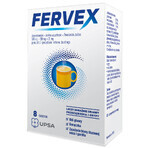 Fervex 500 mg + 200 mg + 25 mg, granulado para solución oral, sabor limón, 8 sobres