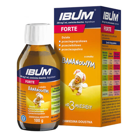 Ibum Forte 200 mg/ 5 ml, suspensión oral para niños a partir de 3 meses, sabor plátano, 100 g